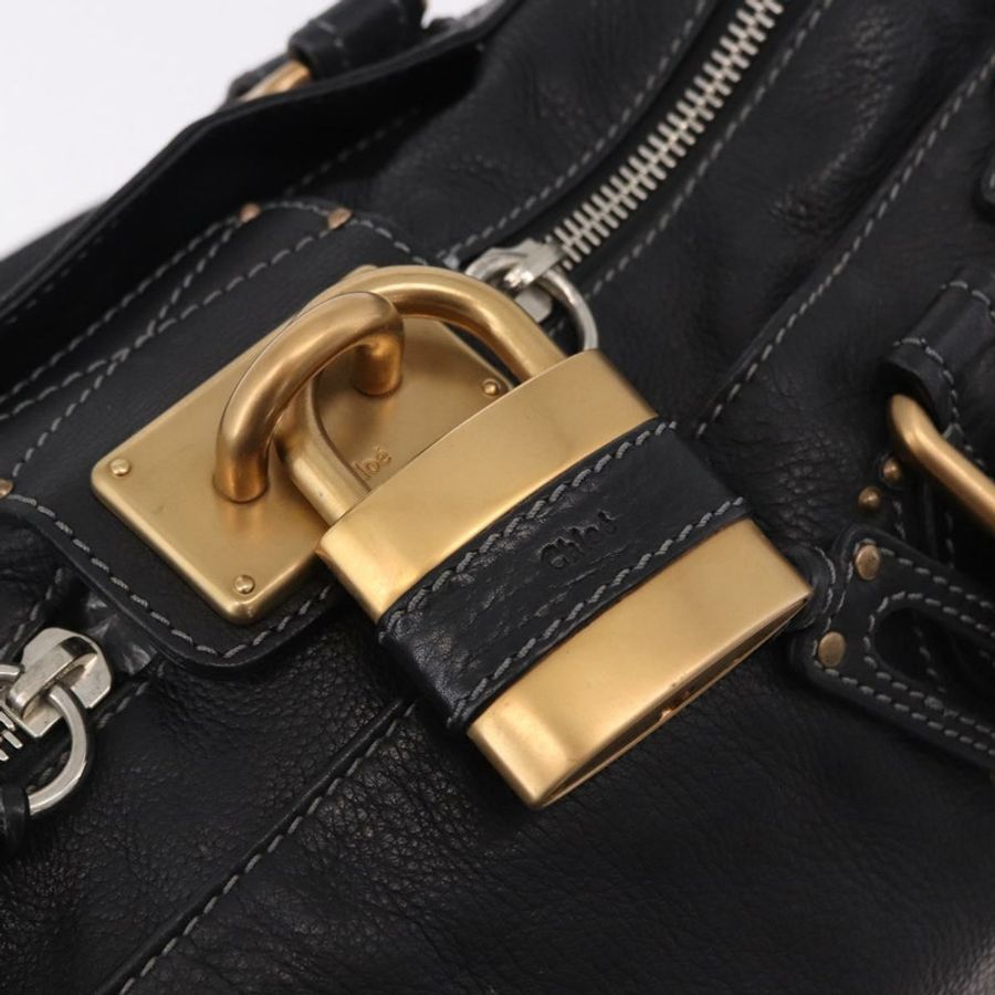 【日本直送】Chloe Paddington 手提包,黑色金色皮革,正品 SW2641M-17