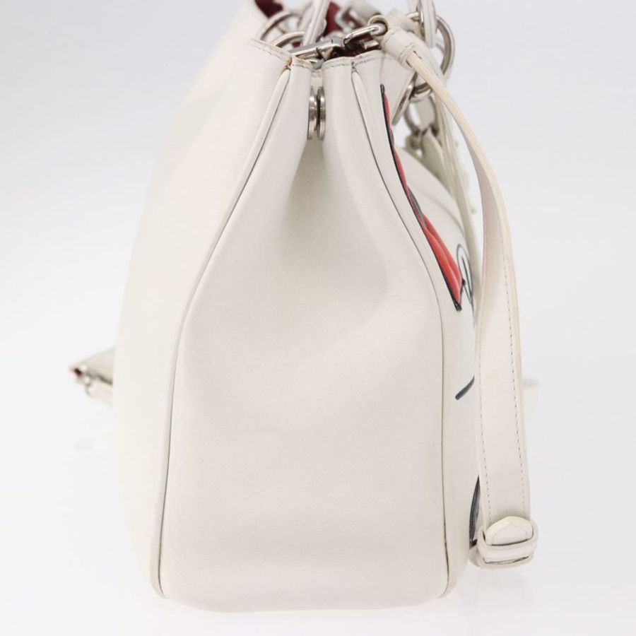 【日本直送】Christian Dior 皮革手提包 2way 白色銀色 Auth bs36072V-3