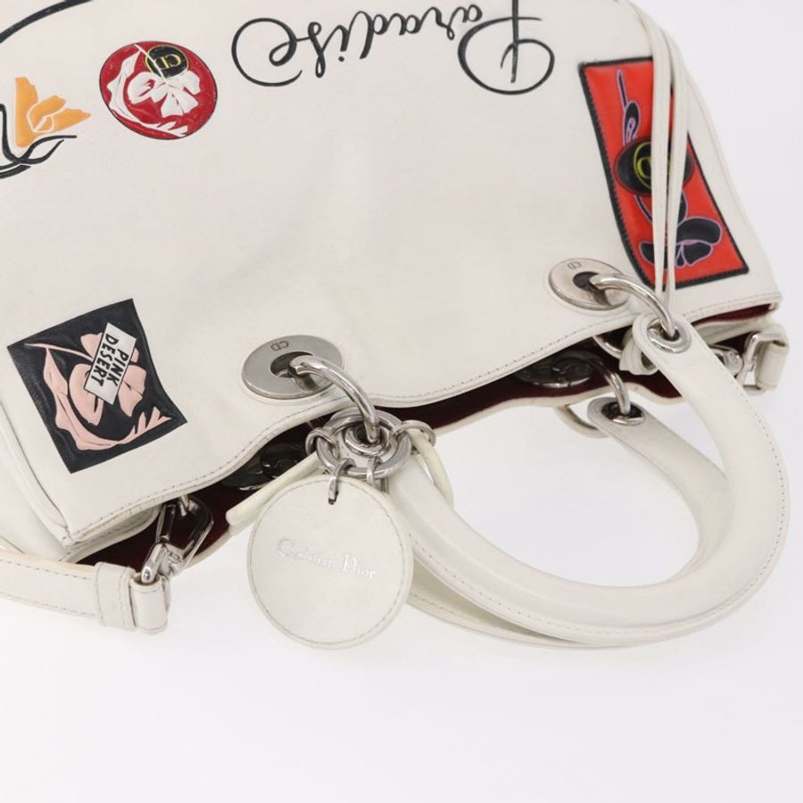 【日本直送】Christian Dior 皮革手提包 2way 白色銀色 Auth bs36072V-5