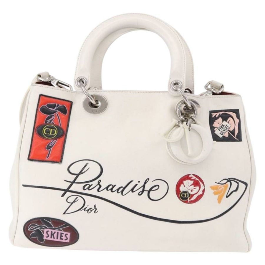 【日本直送】Christian Dior 皮革手提包 2way 白色銀色 Auth bs36072V-12