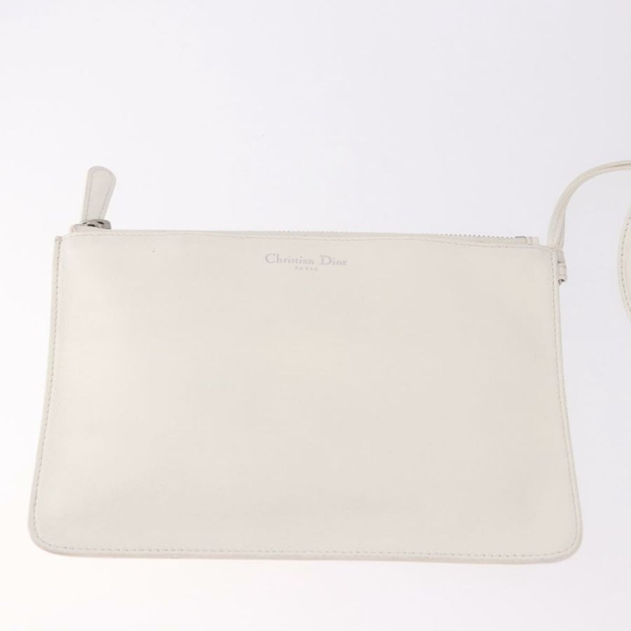 【日本直送】Christian Dior 皮革手提包 2way 白色銀色 Auth bs36072V-24