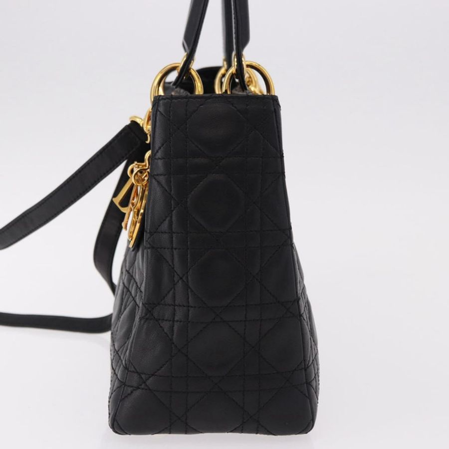 【日本直送】Christian Dior Canage 手袋,羊皮材質,黑色,金色,正品 yk20628SAM-2