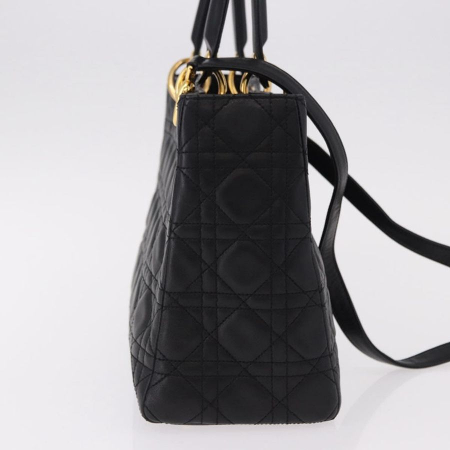 【日本直送】Christian Dior Canage 手袋,羊皮材質,黑色,金色,正品 yk20628SAM-3