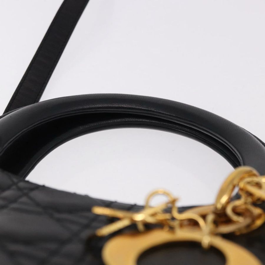【日本直送】Christian Dior Canage 手袋,羊皮材質,黑色,金色,正品 yk20628SAM-13