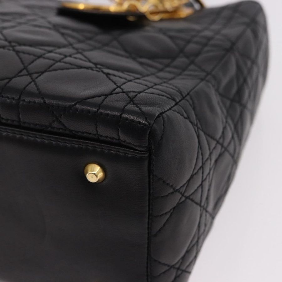 【日本直送】Christian Dior Canage 手袋,羊皮材質,黑色,金色,正品 yk20628SAM-15