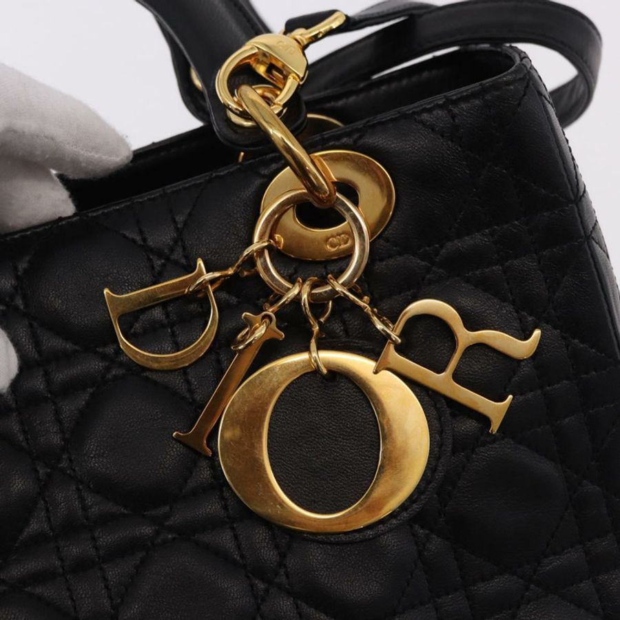 【日本直送】Christian Dior Canage 手袋,羊皮材質,黑色,金色,正品 yk20628SAM-18