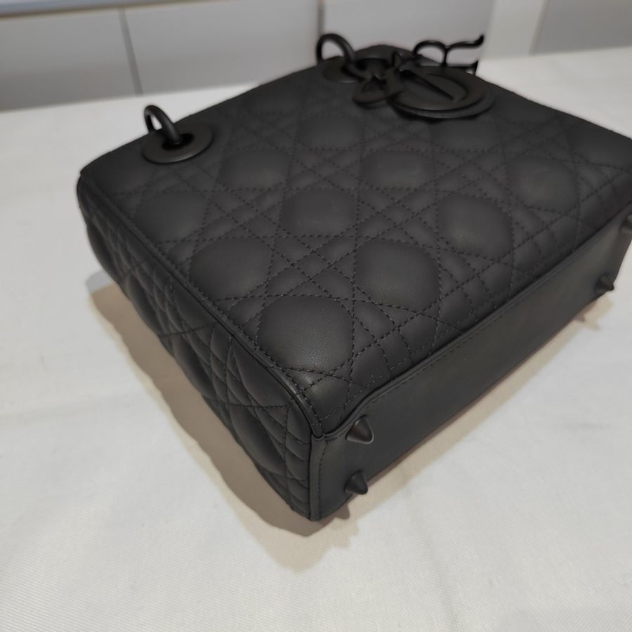 Dior迪奧 四格戴妃包磨砂黑 so black牛皮-4