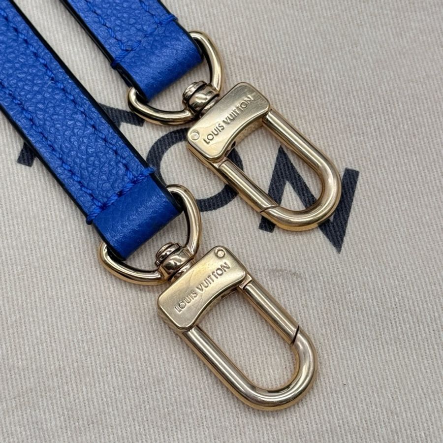 97新,LV路易威登mini pont neuf藍色全皮壓紋老花單肩斜挎手提包,16年編碼-6