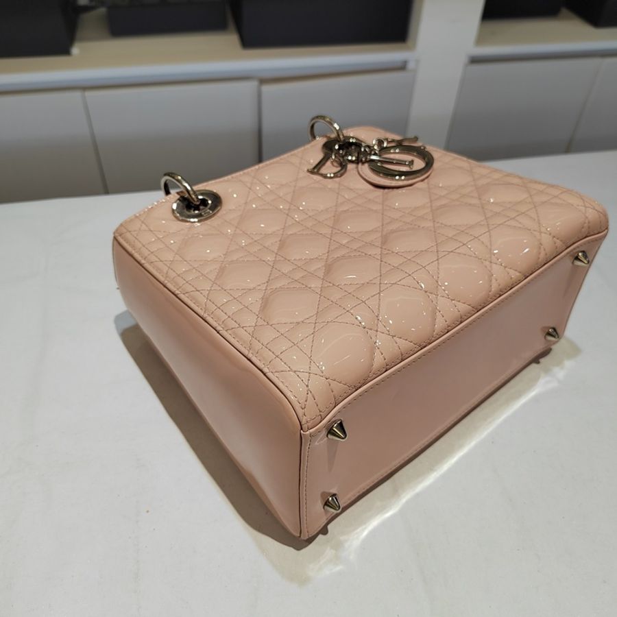 Dior 迪奧戴妃五格 漆皮 粉色 少女心粉色包包-5