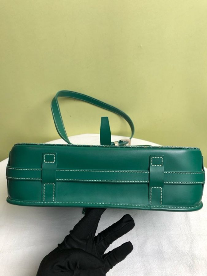 GOYARD 戈雅 綠色銀扣Belvédère老花郵差包 尺寸26.5*8*22-2