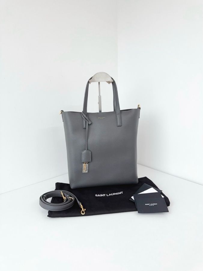 ✨YSL|水泥灰色金扣 竪版托特包 |閒置98新2022年-1