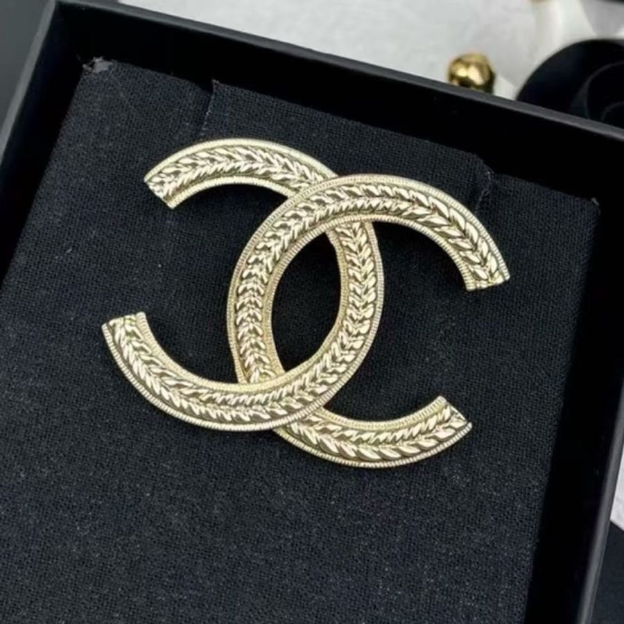 999新 Chanel香奈兒麥穗胸針淡金色 配盒 未使用-0