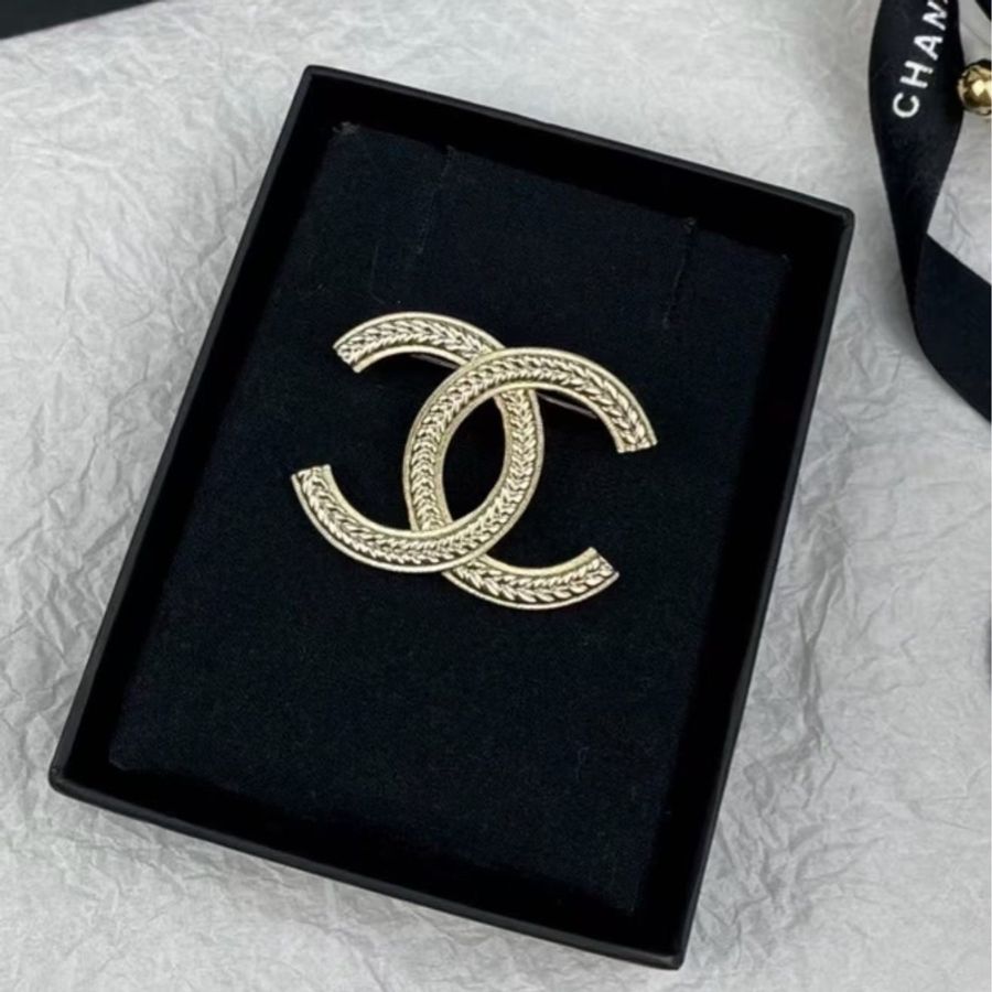 999新 Chanel香奈兒麥穗胸針淡金色 配盒 未使用-2