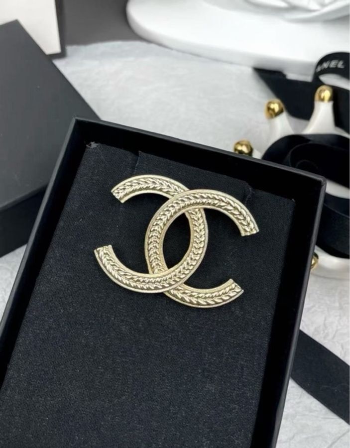 999新 Chanel香奈兒麥穗胸針淡金色 配盒 未使用-4