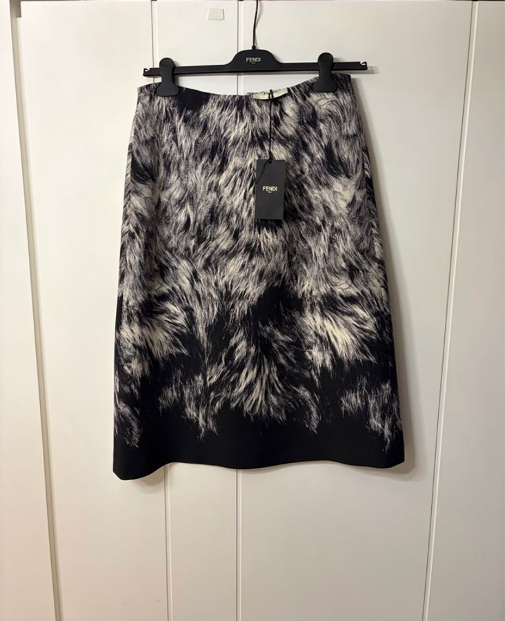 Fendi 羊毛加絲混紡及膝裙-1
