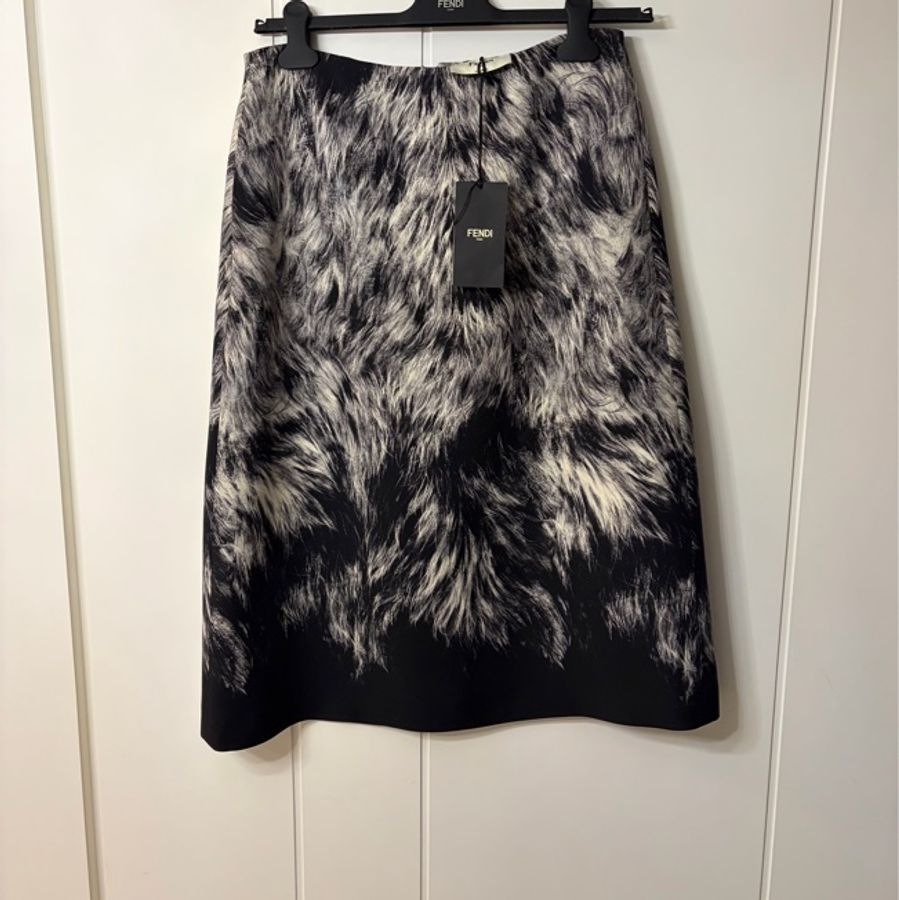 Fendi 羊毛加絲混紡及膝裙-5