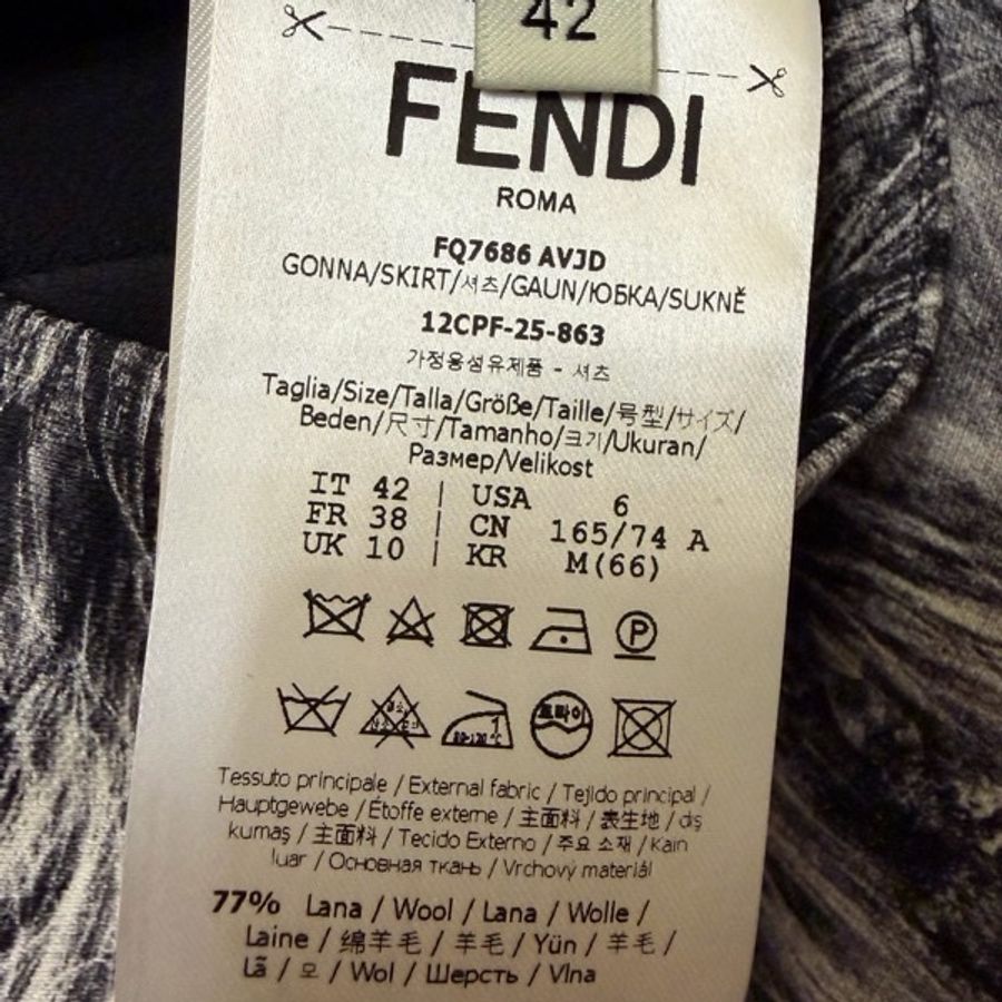 Fendi 羊毛加絲混紡及膝裙-11