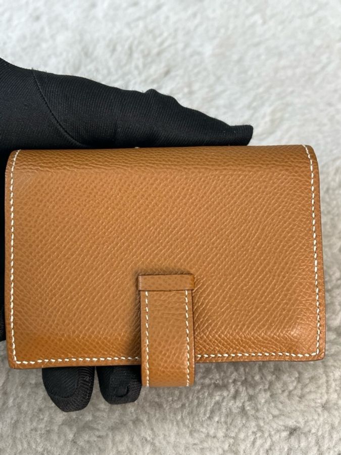 Hermes愛馬仕bearn金棕金扣卡包z刻 無附件-2