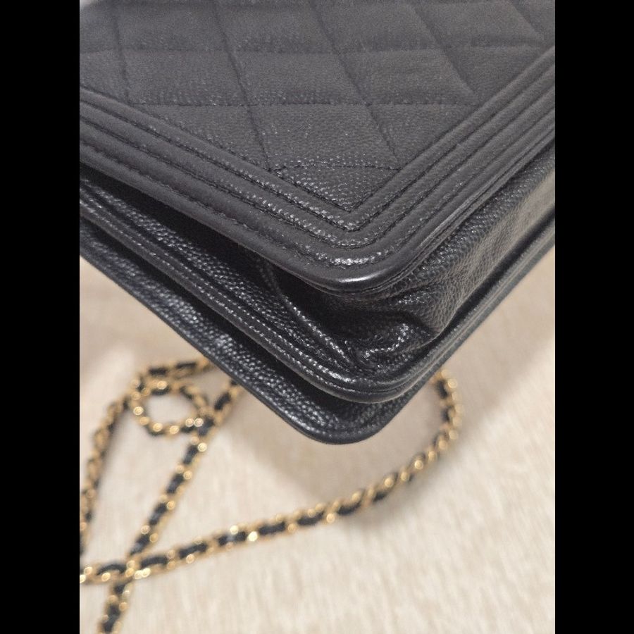 Chanel 香奈兒 Boy WOC 黑色荔枝紋牛皮 淡金扣-15