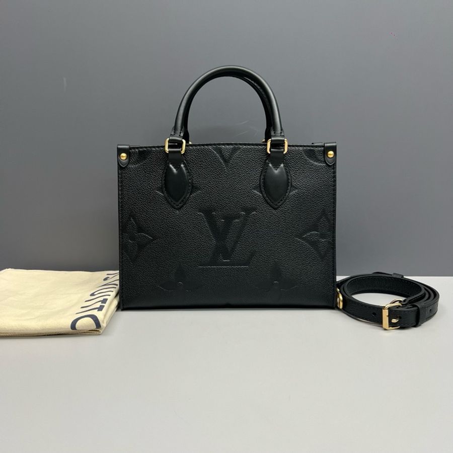 LV路易威登 黑色全皮小號Onthego托特包 芯片款-0