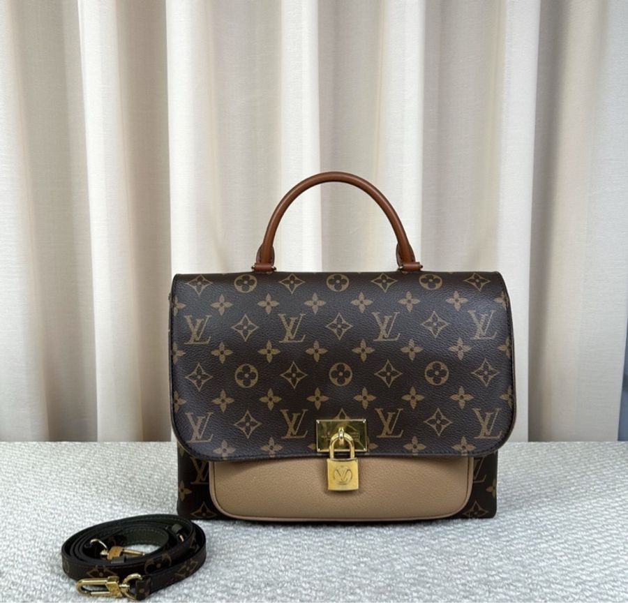 【休閒工作都🉑全網最低價✨】👜LV 2018新款 marignan老花拼色鎖頭包|郵差包-4