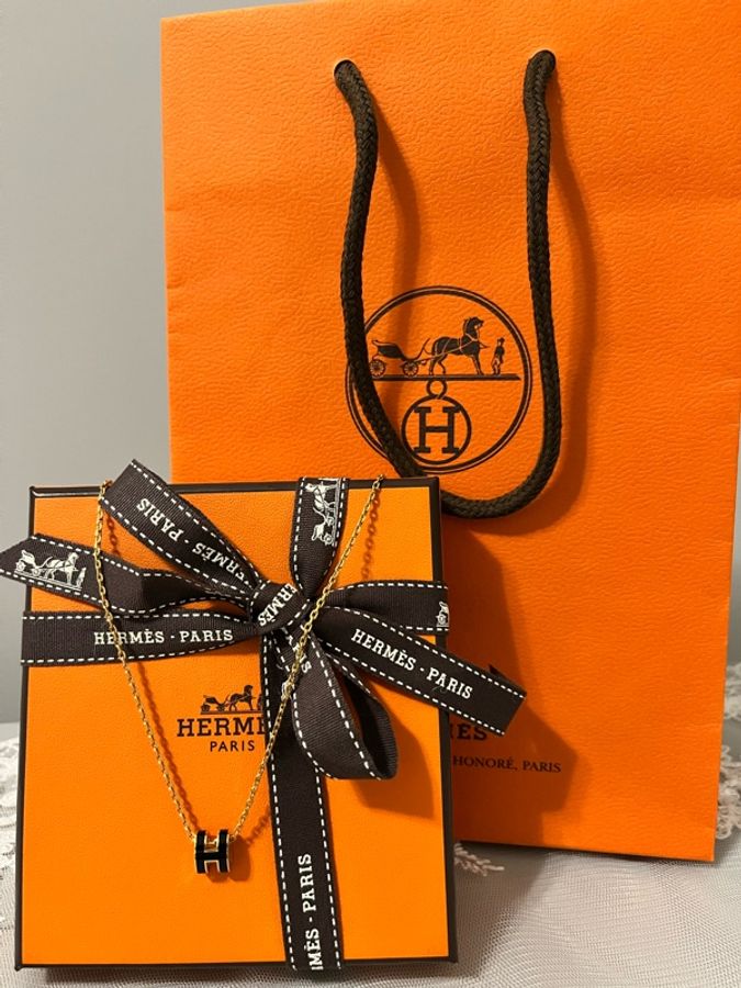 HERMÈS 愛馬仕 Mini Pop H 黑色×玫瑰金項鍊|Noir×Rose Gold|全新全配|台灣專櫃正品-5