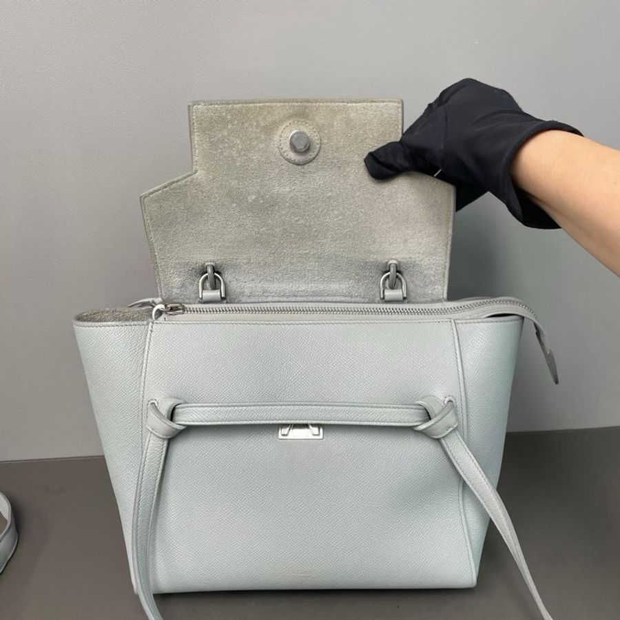 【威選精品|Celine Belt Bag 鯰魚包 藍色荔枝紋皮革】-4