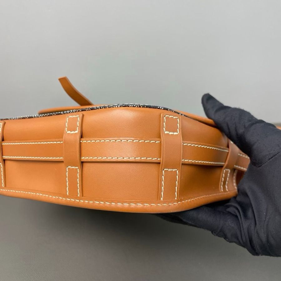 【威選精品|Goyard Belvedere 黑棕老花拼皮郵差包】-10