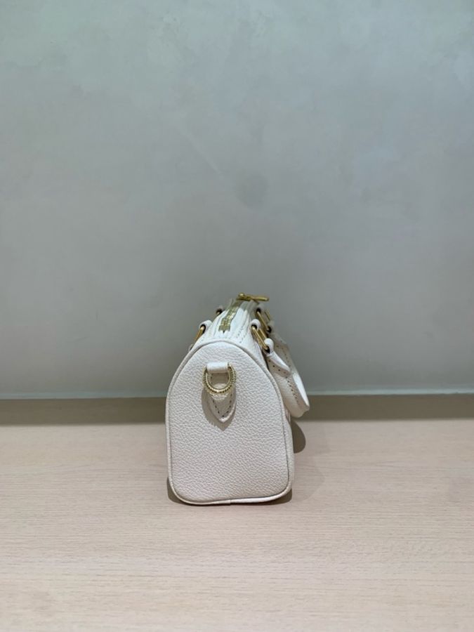 99新 Louis Vuitton路易威登 speedy nano 春秋限定款草莓牛奶包 奶白色配粉色滿印logo 滿滿少女心 迷你尺寸小巧精緻 尺寸16x7.5x10 芯片款-4
