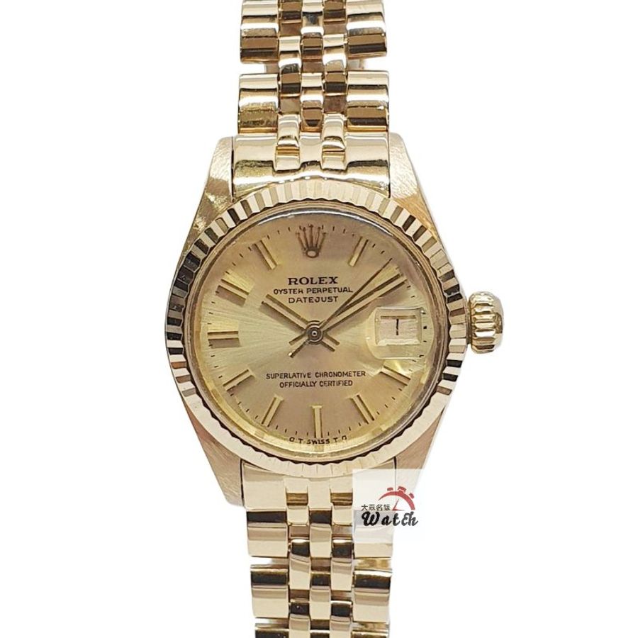 【大眾名錶】ROLEX勞力士 6917 Datejust 18K蠔式女錶 金色T柱面盤 五珠錶帶 大眾名錶G356-0