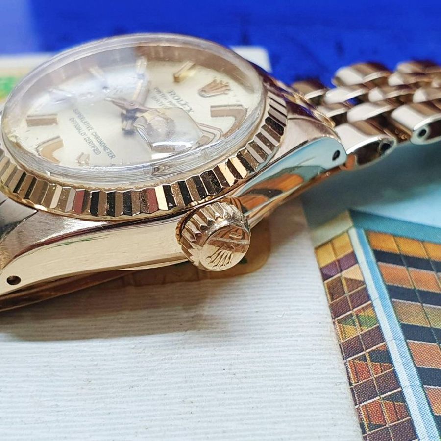 【大眾名錶】ROLEX勞力士 6917 Datejust 18K蠔式女錶 金色T柱面盤 五珠錶帶 大眾名錶G356-6