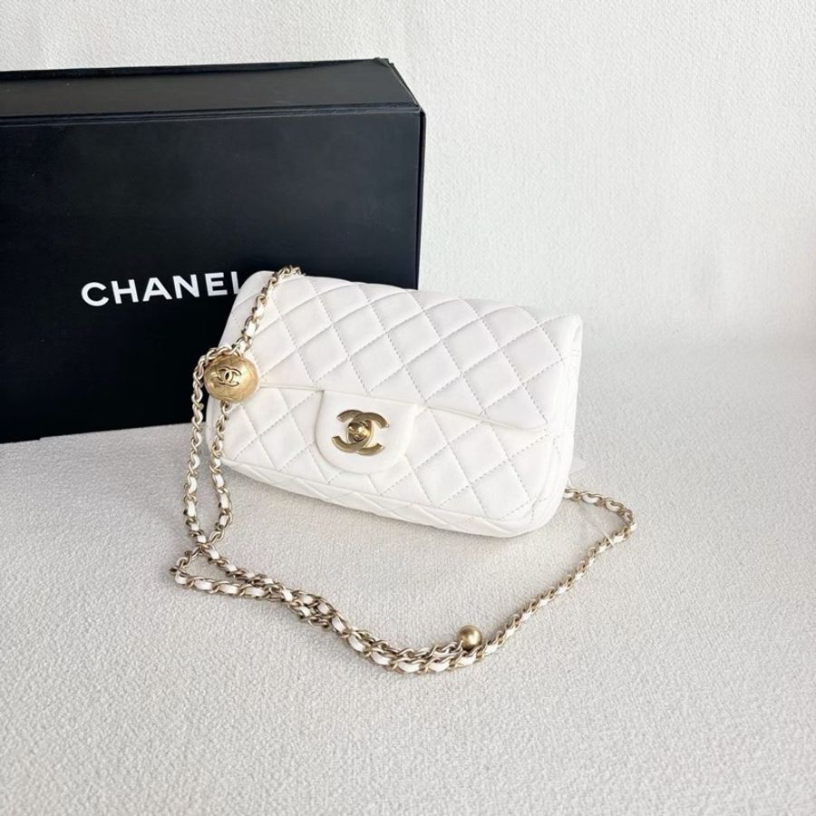 【威選精品|CHANEL CF 白金羊皮 金球大 Mini】-0