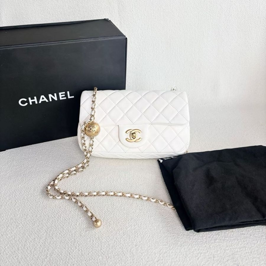 【威選精品|CHANEL CF 白金羊皮 金球大 Mini】-5
