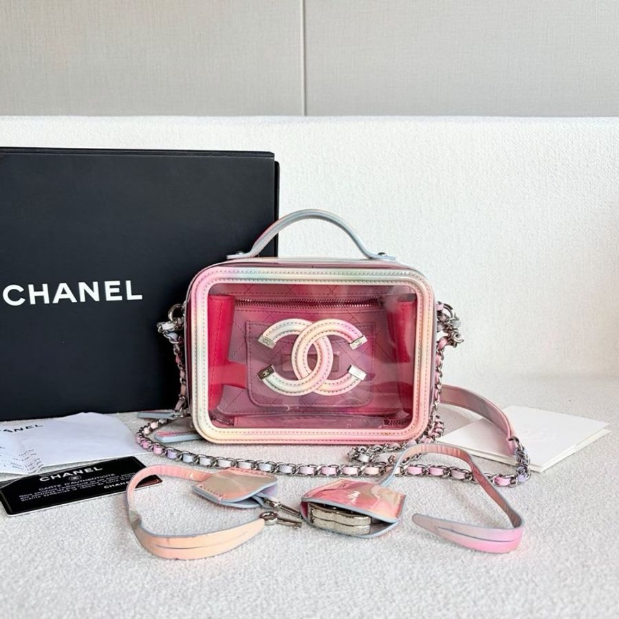 【威選精品|CHANEL 炫彩 PVC 銀扣 透明相機包】-2