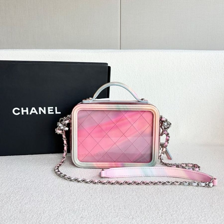 【威選精品|CHANEL 炫彩 PVC 銀扣 透明相機包】-5