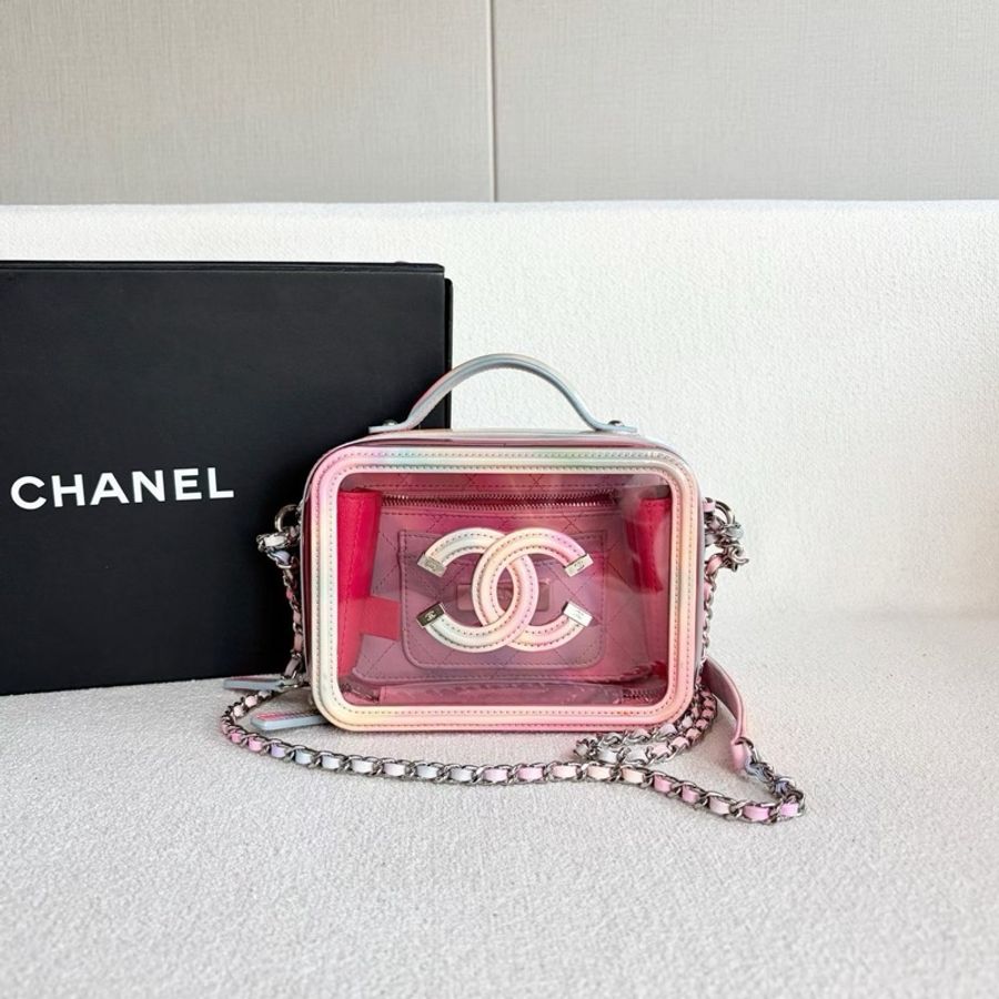【威選精品|CHANEL 炫彩 PVC 銀扣 透明相機包】-6
