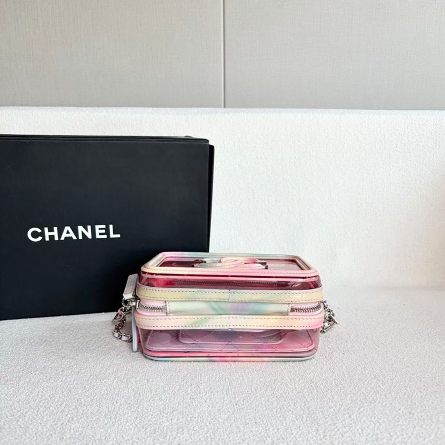 【威選精品|CHANEL 炫彩 PVC 銀扣 透明相機包】-8