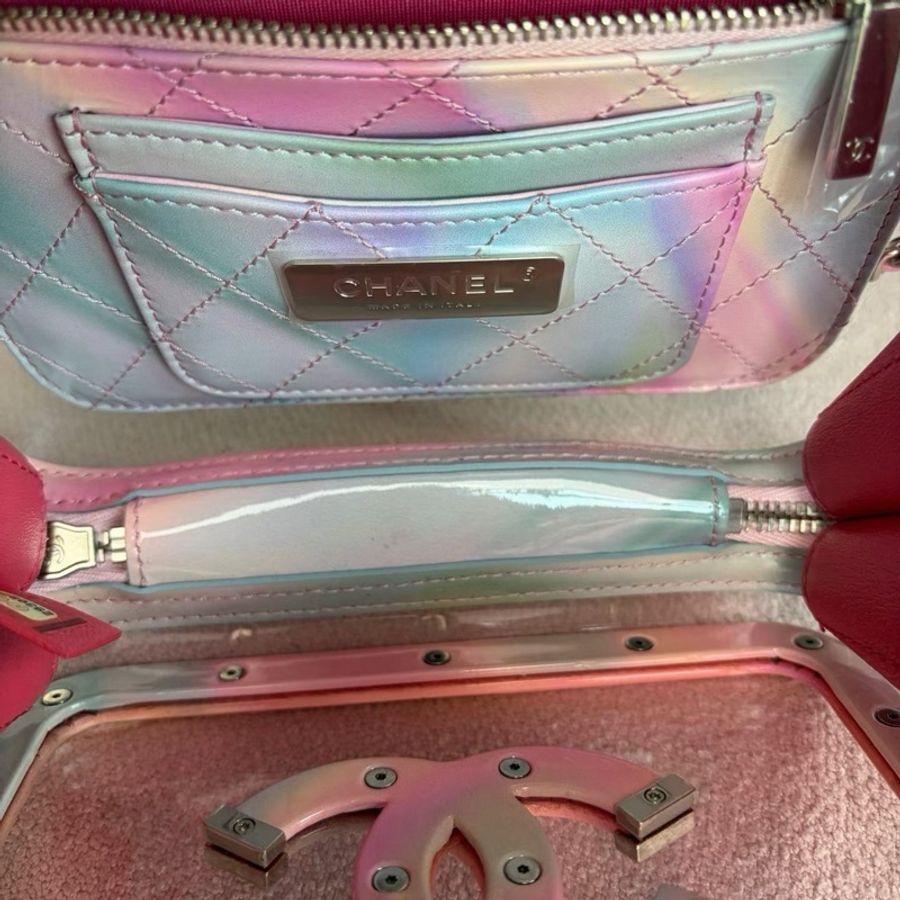 【威選精品|CHANEL 炫彩 PVC 銀扣 透明相機包】-9