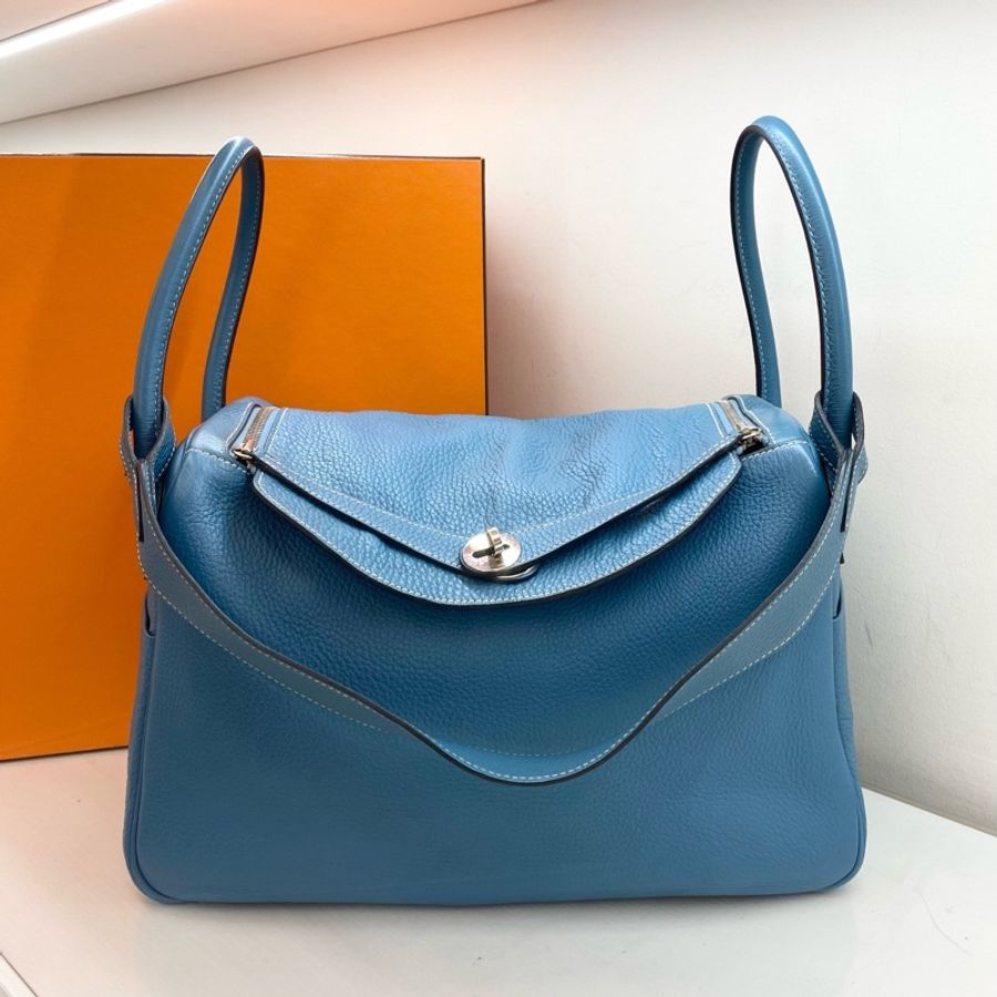 Hermes • Lindy 34 牛仔藍銀釦Tc皮 Blue Jean-1