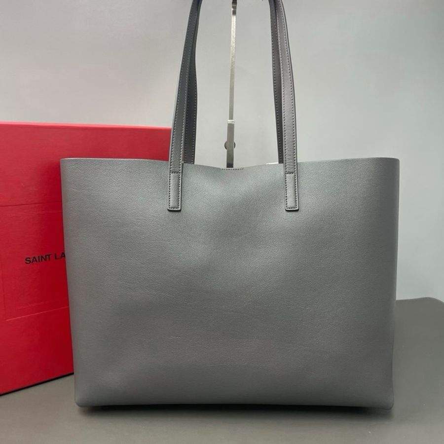 【威選精品|Saint Laurent YSL 灰色橫款購物托特包】-7