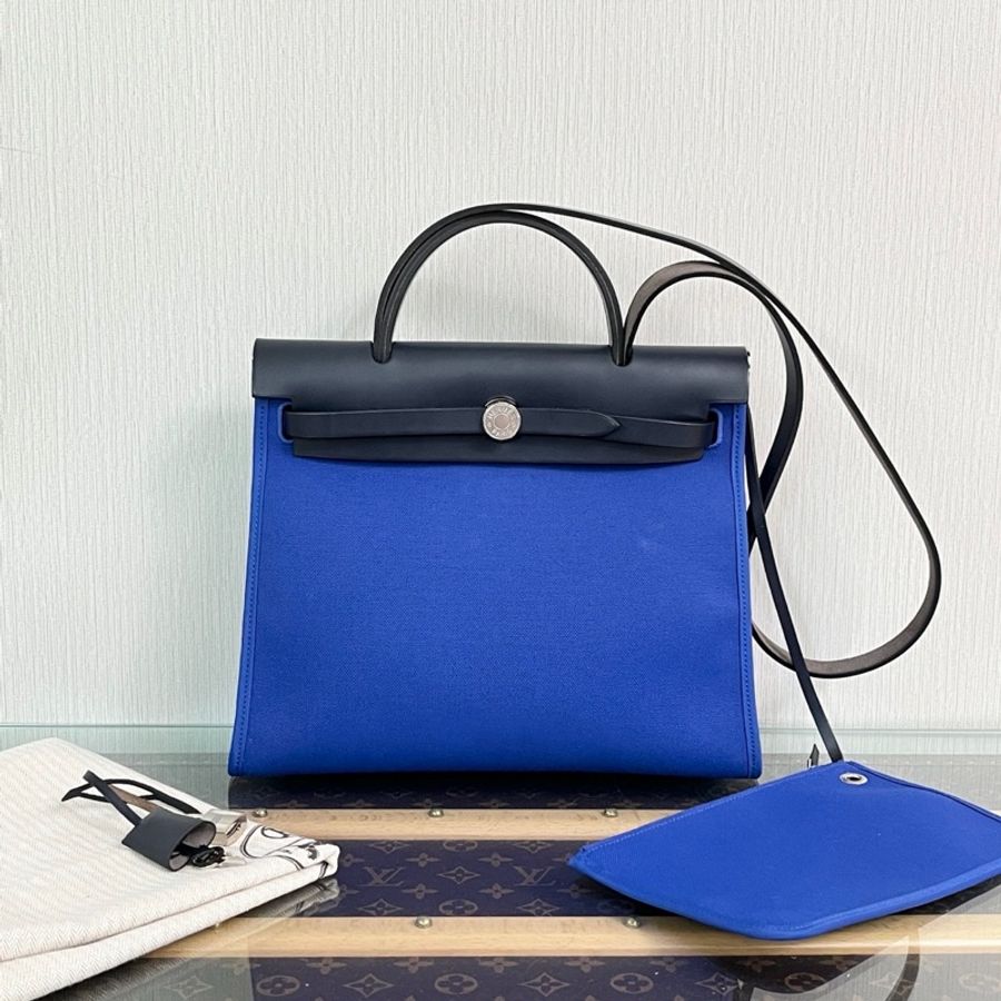 【威選精品|HERMÈS Herbag 31 帆布拼皮手提斜背包】-5