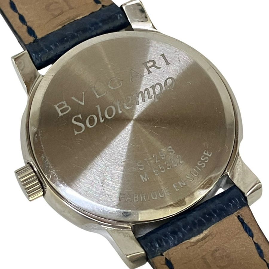 寶格麗 (Bulgari) Solotempo腕錶,總重24.3克,精鋼錶殼,真皮錶帶,石英機芯,藍色錶盤,型號ST29S-4