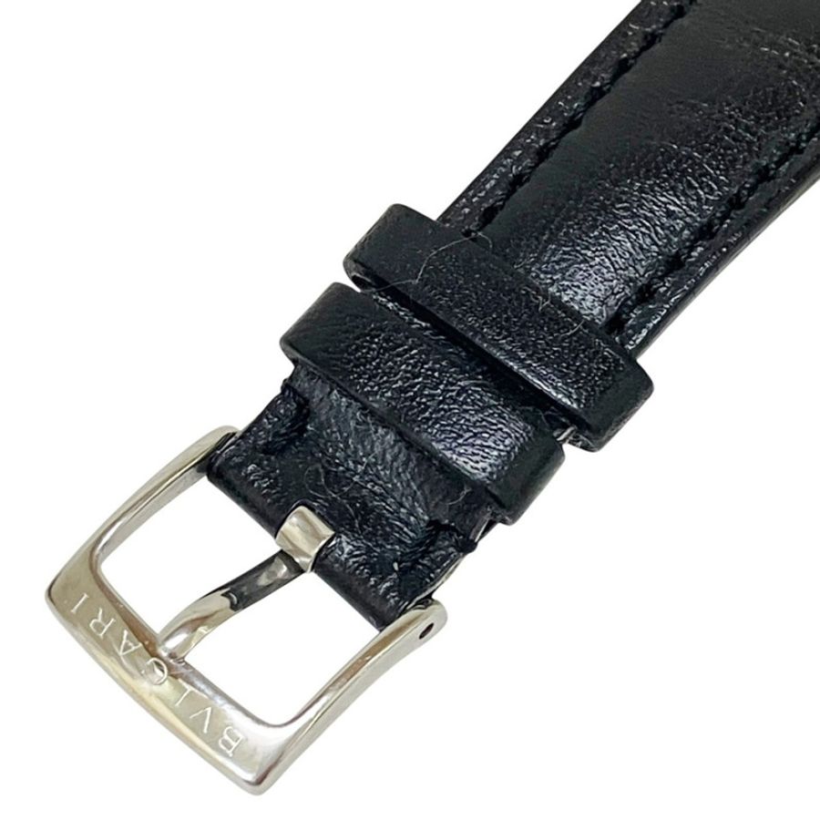 寶格麗 (Bulgari) Solo Tempo腕錶,總重38.1克,精鋼錶殼,真皮錶帶,石英機芯,銀色錶盤,型號ST35S-5