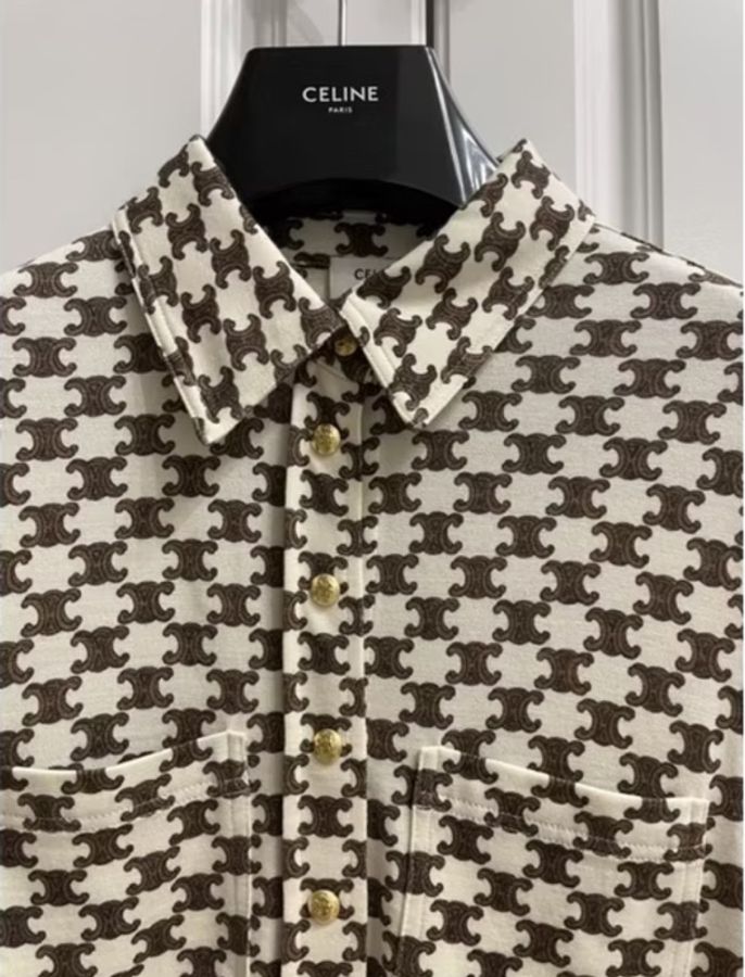 CELINE 凱旋門 Monogram 羊毛喀什米爾短袖連身裙 S號|70%羊毛×30%Cashmere|附購證、提袋|近全新-2