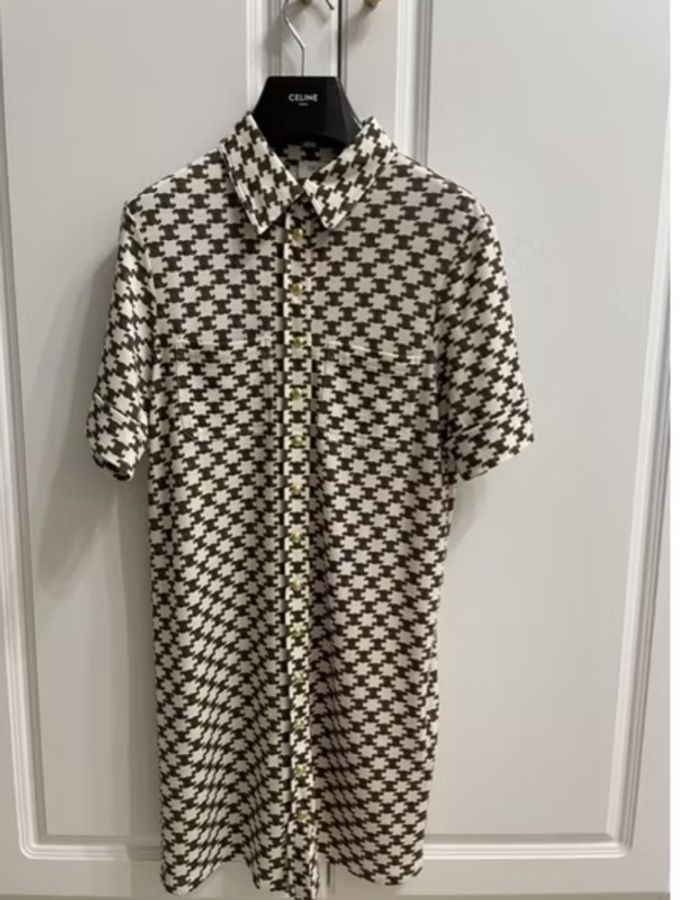 CELINE 凱旋門 Monogram 羊毛喀什米爾短袖連身裙 S號|70%羊毛×30%Cashmere|附購證、提袋|近全新-32