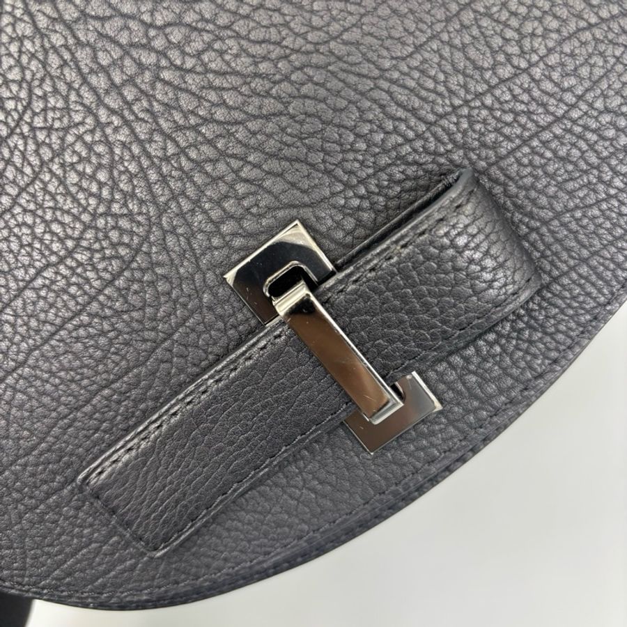 Delvaux 德爾沃 黑色荔枝牛皮小斜背包斜挎包 肩背包 小廢包 99新-5