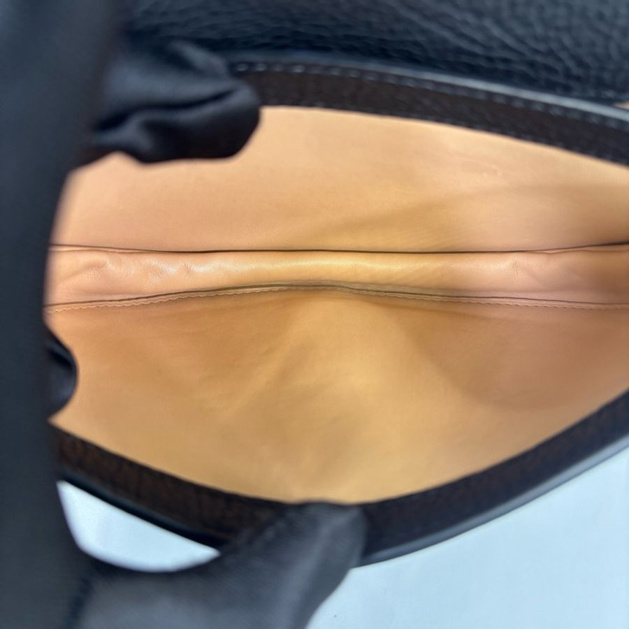 Delvaux 德爾沃 黑色荔枝牛皮小斜背包斜挎包 肩背包 小廢包 99新-8