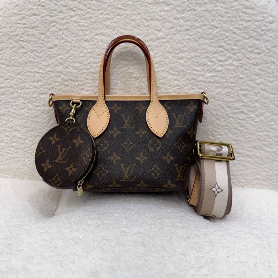 LV 路易威登 原花 Monogram Neverfull BB 奶茶色 背帶 手提包 肩背包 斜背包 M46705-8