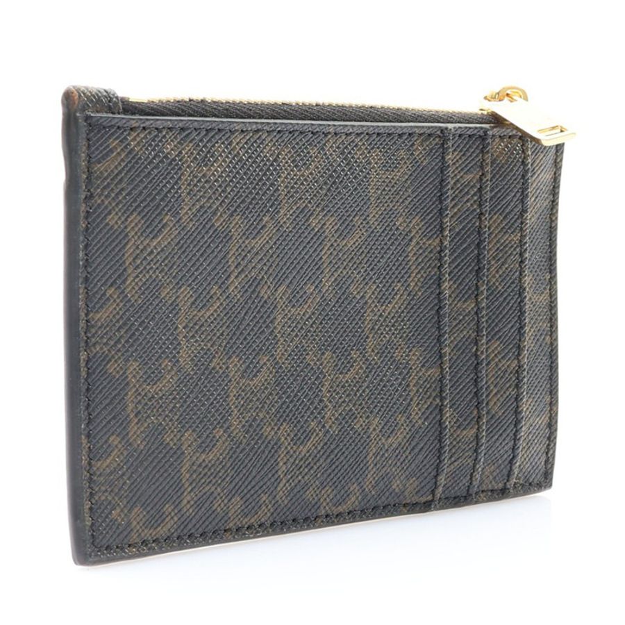 棕色 牛皮 帆布 Zipped Card Holder 卡夾 名片夾 【CELINE 賽琳】 10F992BZ9.04LU-1