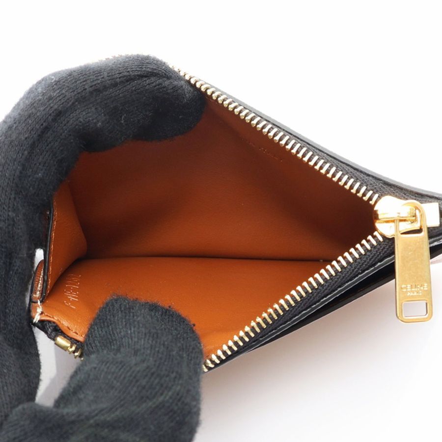 棕色 牛皮 帆布 Zipped Card Holder 卡夾 名片夾 【CELINE 賽琳】 10F992BZ9.04LU-2